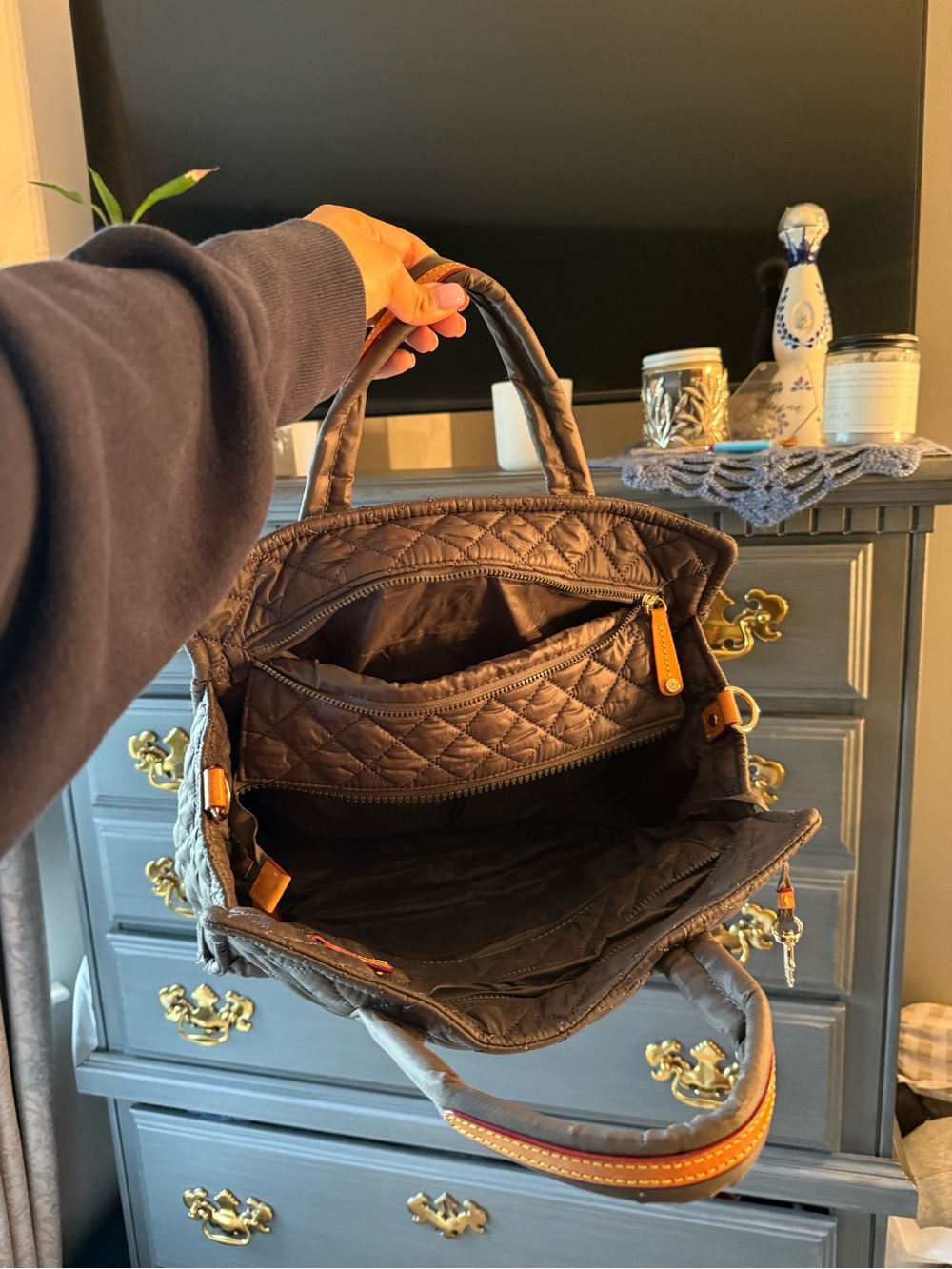 MZ Wallace Quilted Tote in Gray - Picture 3 of 8